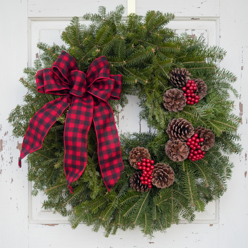 buffalo-plaid-maine-balsam-wreath-shabby-chic-white-door.jpg